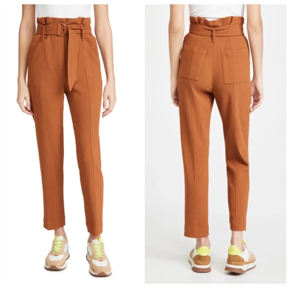 Jonathan Simkhai Henny Textured Daywear Cropped Paperbag Pants